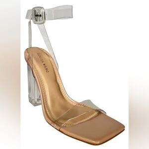 Y2K Azalea Wang Felicity Clear Baddie Strappy heel Open Toe Clear Block Heel 9